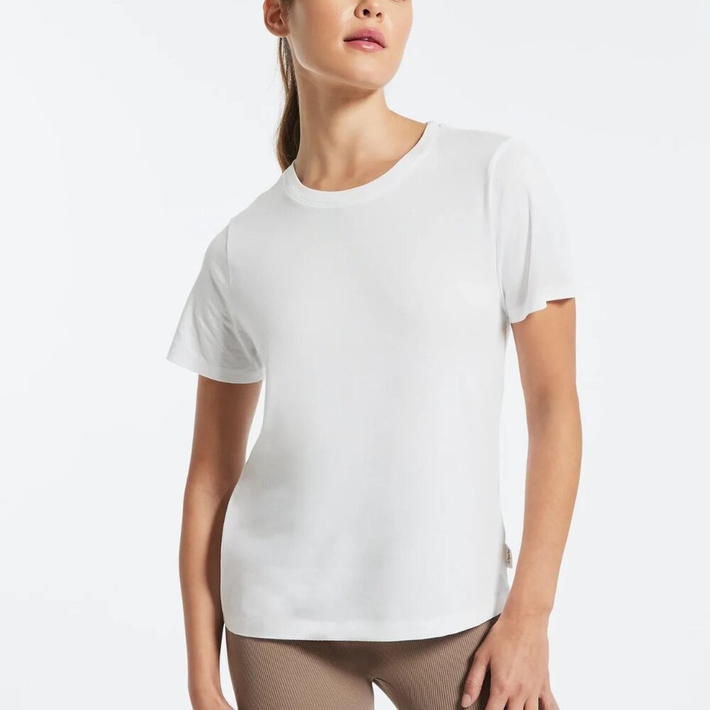 WESLEY by Bandier Women's White Cooper Classic Cotton Modal Tee New without Tags